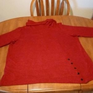 Blair 2x long sleeve turtleneck with buttons down the front red in color
